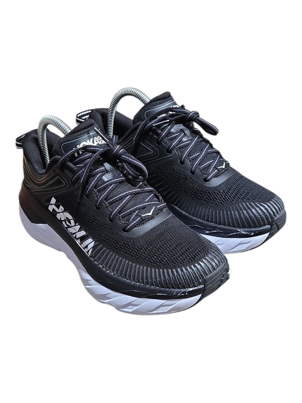 Hoka One One Bondi 7 Womens Running Shoes Black White 1110519 BWHT Size 8